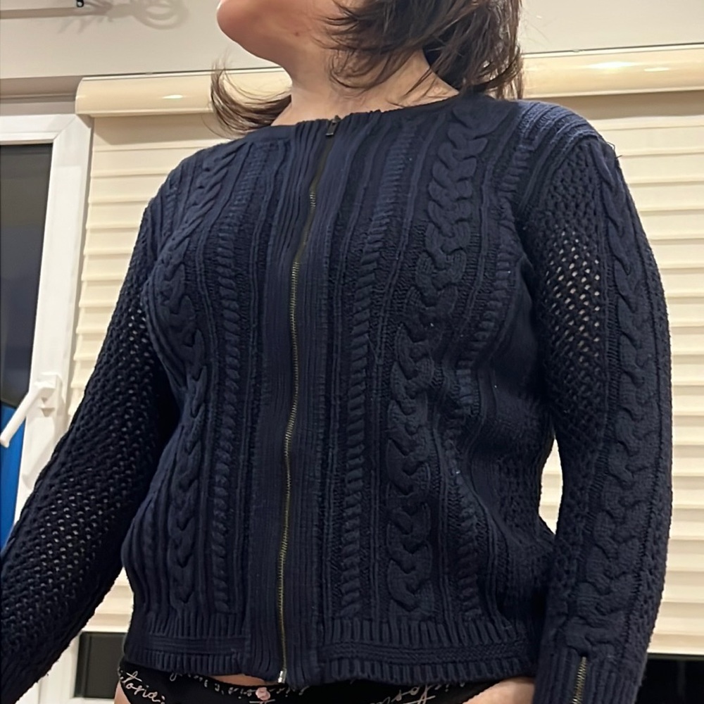 Zip up knit sweater